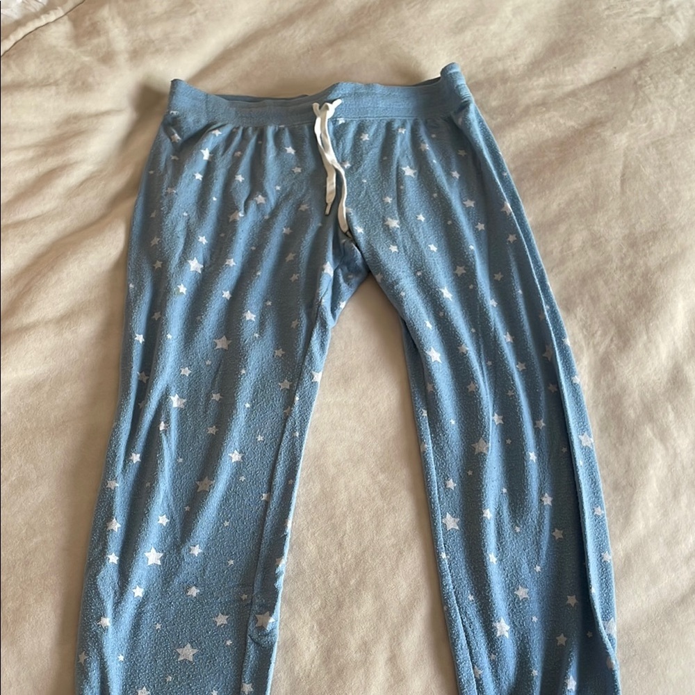 PJ Salvage Blue and White Pajama Set Soft and Relaxed Fit Top-M Bottoms - L - Picture 9 of 10